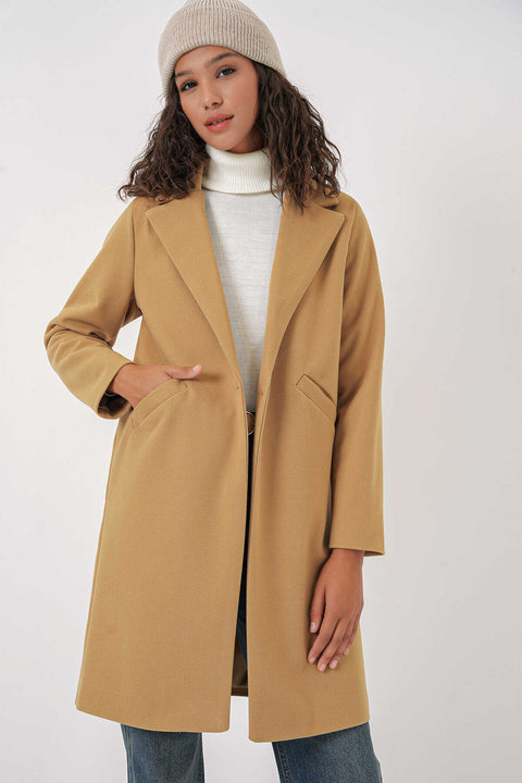 Big Dart Women's Tan Cashmere Coat  | Big Dart In Lebanon