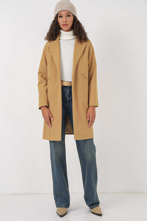 Big Dart Women's Tan Cashmere Coat  | Big Dart In Lebanon