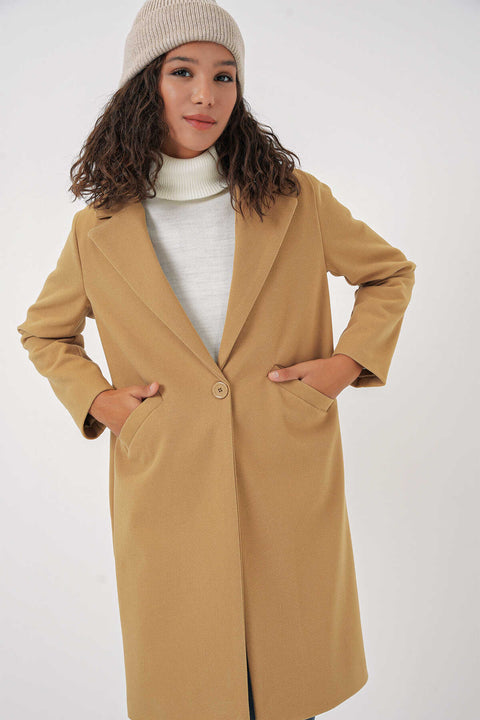 Big Dart Women's Tan Cashmere Coat  | Big Dart In Lebanon
