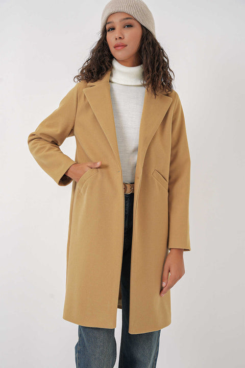 Big Dart Women's Tan Cashmere Coat  | Big Dart In Lebanon