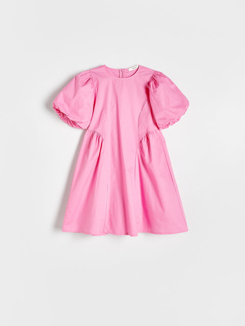 Reserved Girl's Pink Cotton Dress With Puff Sleeves | Reserved In Lebanon