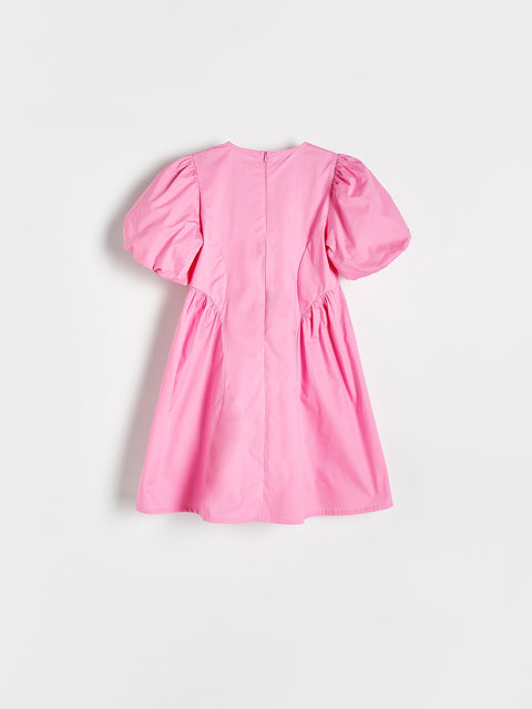 Reserved Girl's Pink Cotton Dress With Puff Sleeves | Reserved In Lebanon