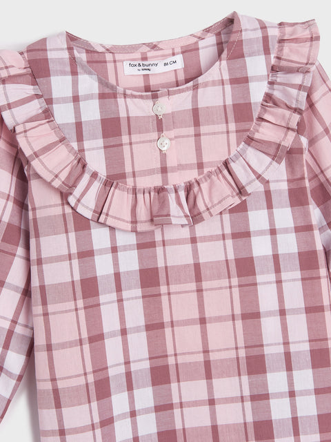 Sinsay Baby Girl's Dusty Rose Checkered Blouse | Sinsay In Lebanon