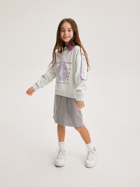 Reserved Girl's Grey Rib Knit Jersey Dress | Reserved In Lebanon