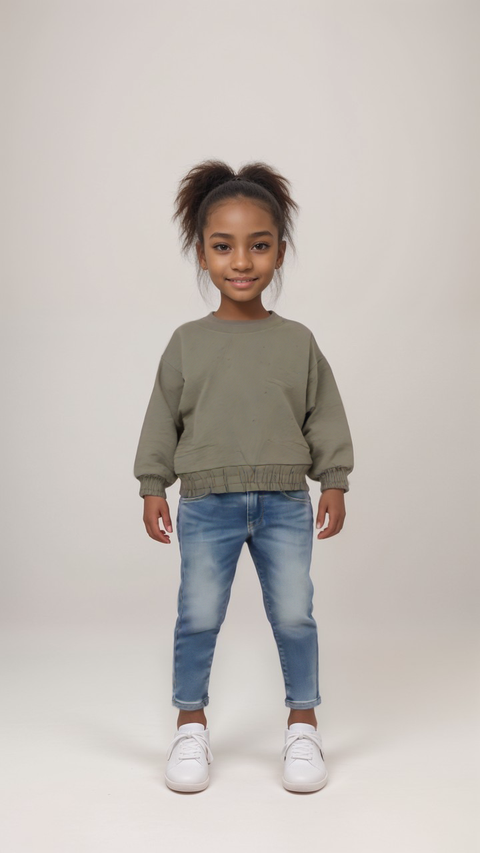 POMPdeLUX Girl's Mint Green Long-Sleeve Blouse | POMPdeLUX in Lebanon