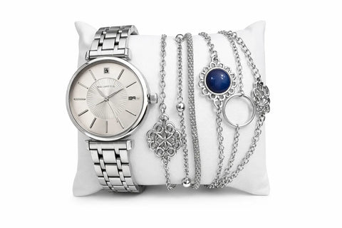 Laura Ashley Women's Silver 6 Pc Stacking Bracelets With Watch | Laura Ashley In Lebanon