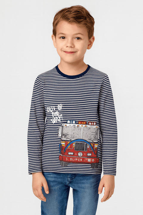 S.Oliver Boy's Dark Grey Striped Long-Sleeve Blouse |S.Oliver in Lebanon