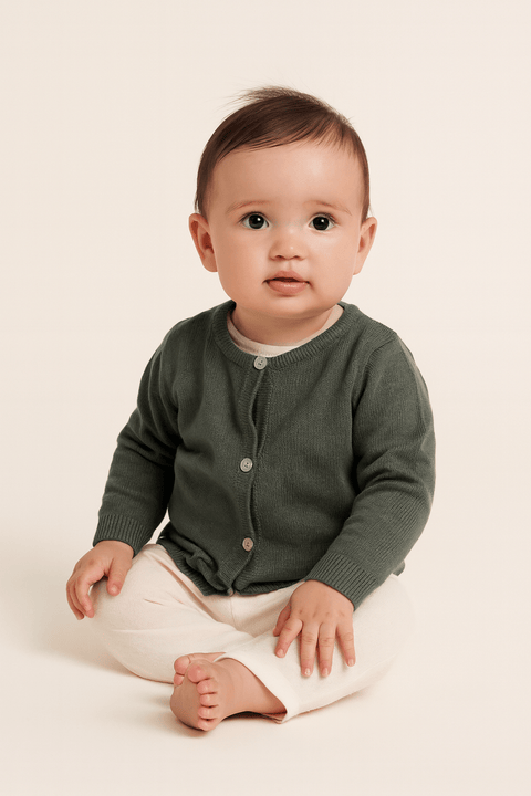 POMPdeLUX  Baby Girl's Green Beatrice Knit Cardigan| POMPdeLUX in Lebanon