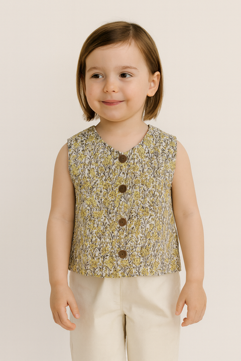 POMPdeLUX Girl's Floral Buttoned Vest |POMPdeLUX in Lebanon