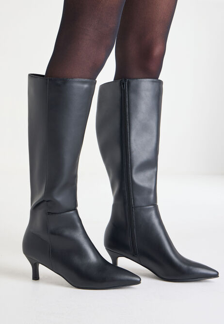 Universal Thread Women's Kendra Kitten Heel Tall Dress Boots Black | Universal Thread In Lebanon