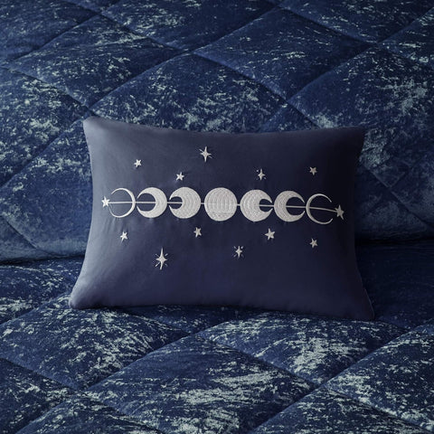 Intelligent Design Navy Velvet Double Sided Diamond Quilting Cover Bedding Set with Matching Sham|Intelligent Design In Lebanon