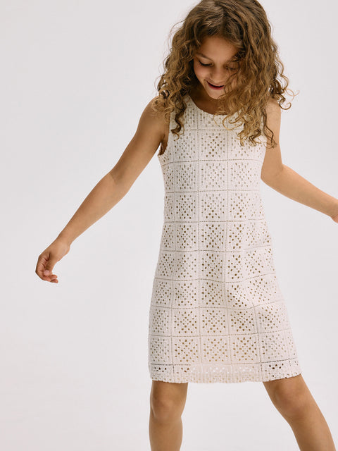Reserved Girl's Off White Openwork Dress | Reserved In Lebanon