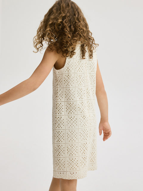 Reserved Girl's Off White Openwork Dress | Reserved In Lebanon