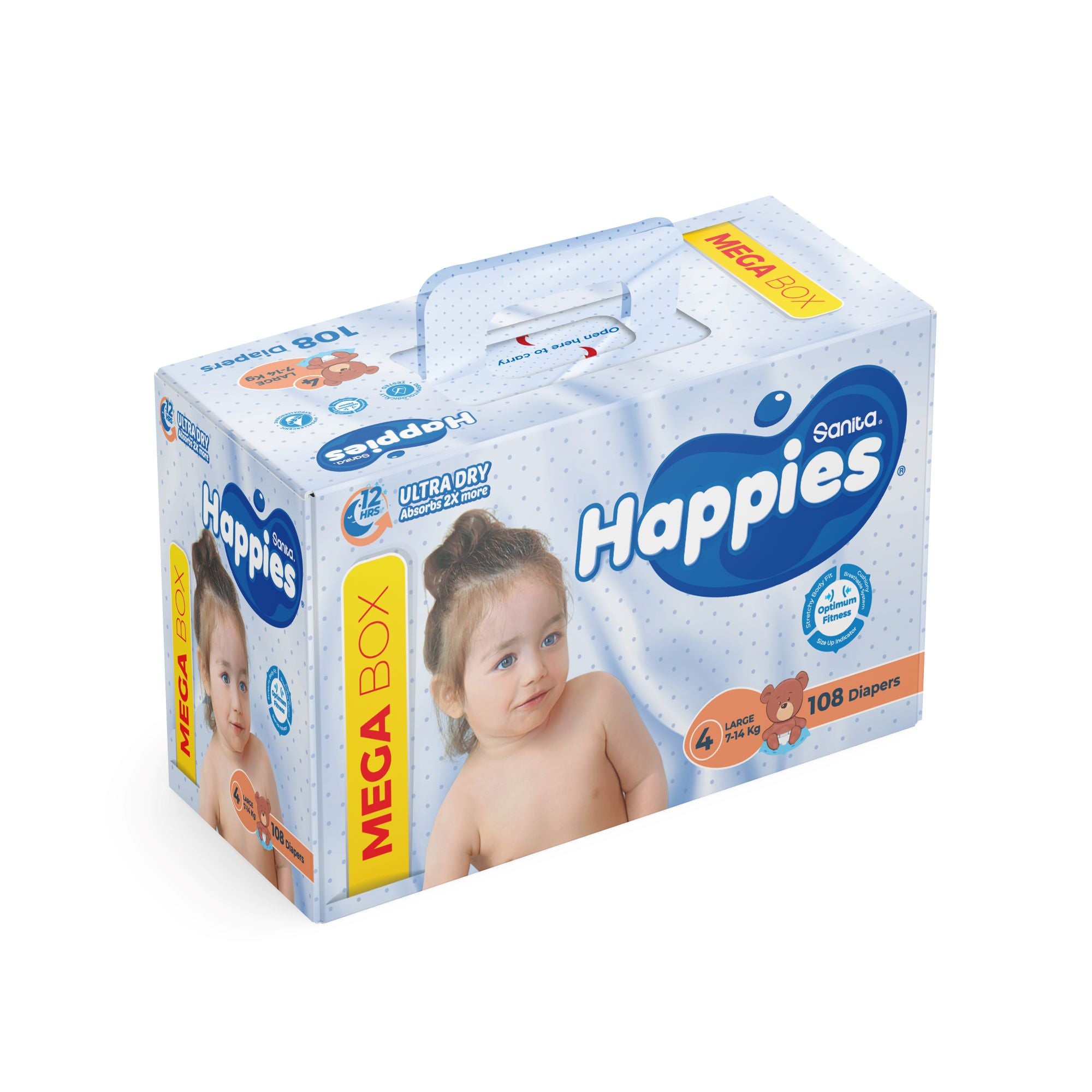 Happies Mega Box Diapers Size 4 ( 714kg) 108 Diapers SuperDokan