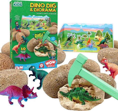 Wondery Kids Wow In The World Dino DIG & Diorama, 10 Dig-Out eggs |Wondery Kids In Lebanon
