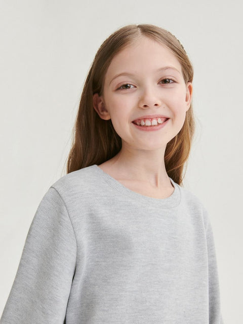 Reserved Girl's Gray Long Sleeve Ruffle Dress |Reserved In Lebanon