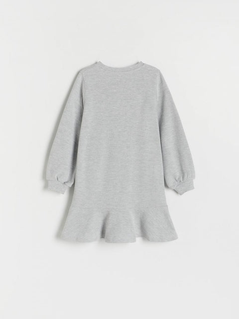 Reserved Girl's Gray Long Sleeve Ruffle Dress |Reserved In Lebanon