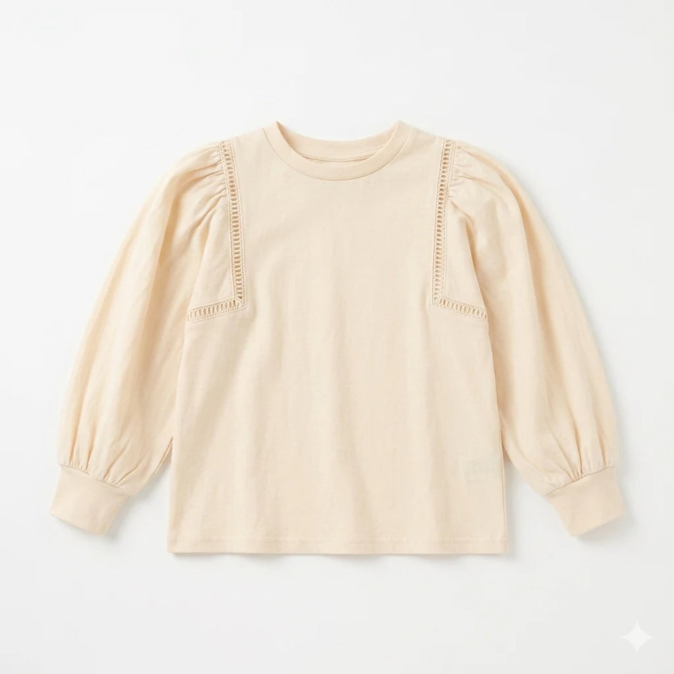 Zara Girl's Off White Lace Trim Puff Sleeves Blouse | Zara In Lebanon