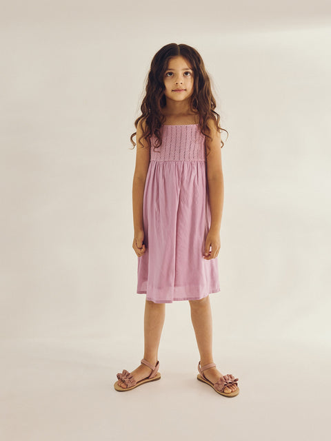 Reserved Girl's Light Purple Sleeveless Muslin Mini Dress  | Reserved In Lebanon