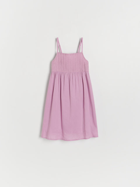 Reserved Girl's Light Purple Sleeveless Muslin Mini Dress  | Reserved In Lebanon