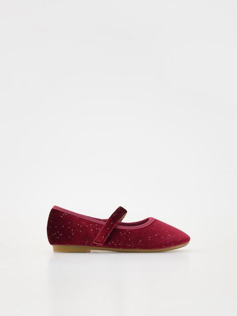 Reserved Baby Girl's Burgundy Velour ballerinas | Reserved In Lebanon