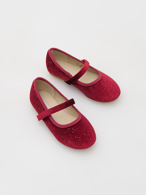 Reserved Baby Girl's Burgundy Velour ballerinas | Reserved In Lebanon