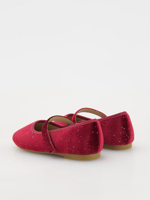 Reserved Baby Girl's Burgundy Velour ballerinas | Reserved In Lebanon