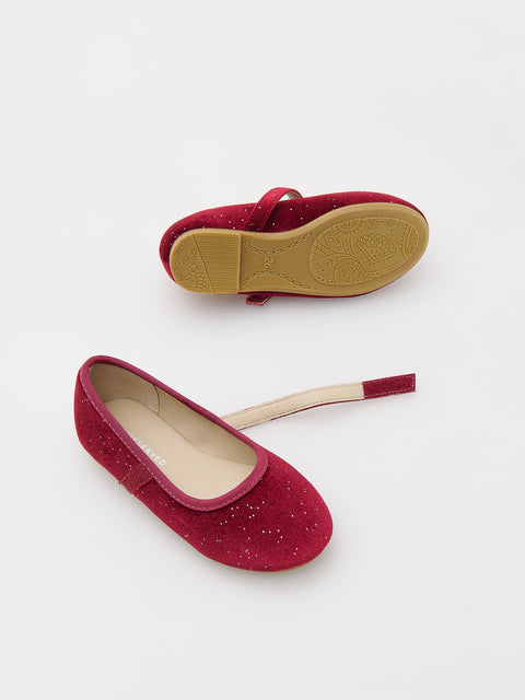 Reserved Baby Girl's Burgundy Velour ballerinas | Reserved In Lebanon