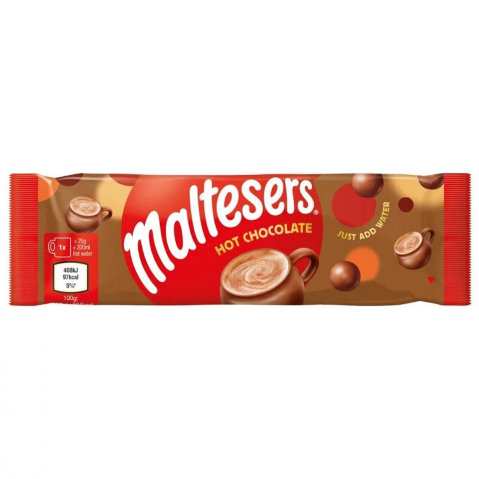 Maltesers hot chocolate packaging on a white background
