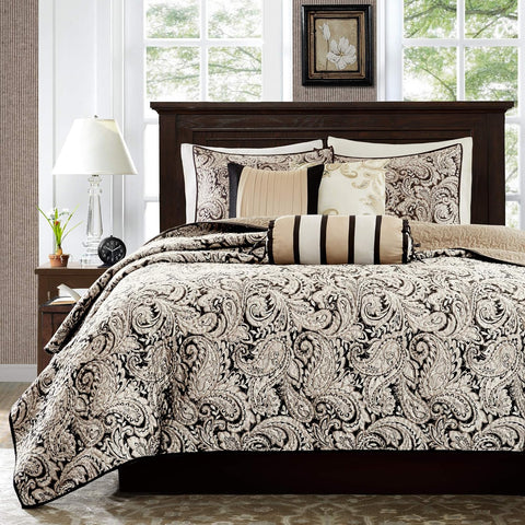 Madison Park Damask 6-Piece Black Coverlet Set, King/Cal King | Madison Park In Lebanon