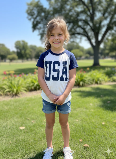 Art Class Girl's Navy & White USA Graphic T-Shirt | Art Class In Lebanon