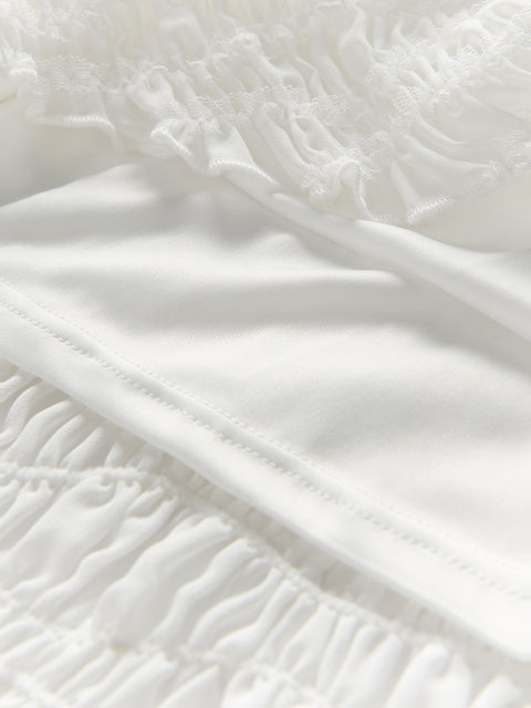 Close-up of textured white fabric