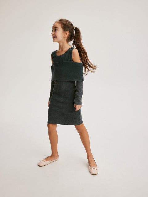 Reserved Girl's Dark Grey Dress With A Washed-out Effect | Reserved In Lebanon