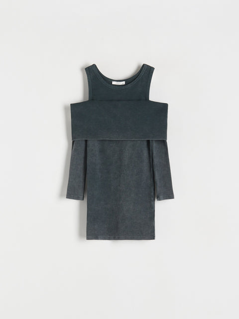 Reserved Girl's Dark Grey Dress With A Washed-out Effect | Reserved In Lebanon