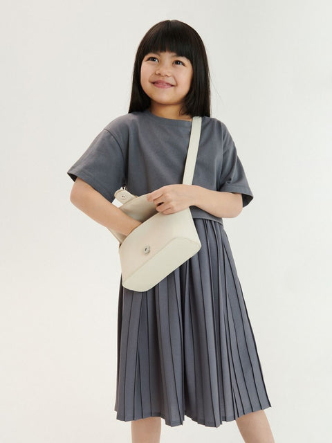 Reserved Girl's Gray Round Neck Short Sleeve Dress |Reserved In Lebanon