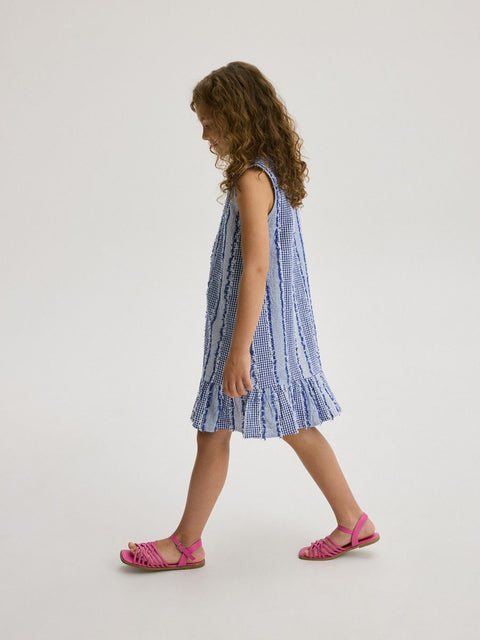 Reserved Girl's White & Blue Sleeveless Dress |Reserved In Lebanon