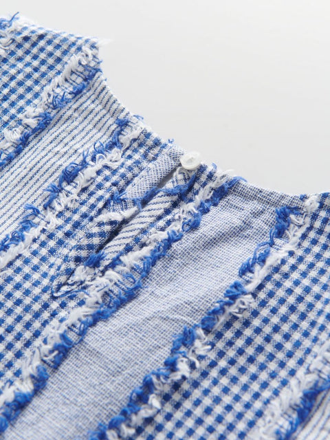 Reserved Girl's White & Blue Sleeveless Dress |Reserved In Lebanon