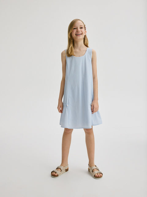Reserved Girl's Light Blue Dress With Cuffs | Reserved In Lebanon