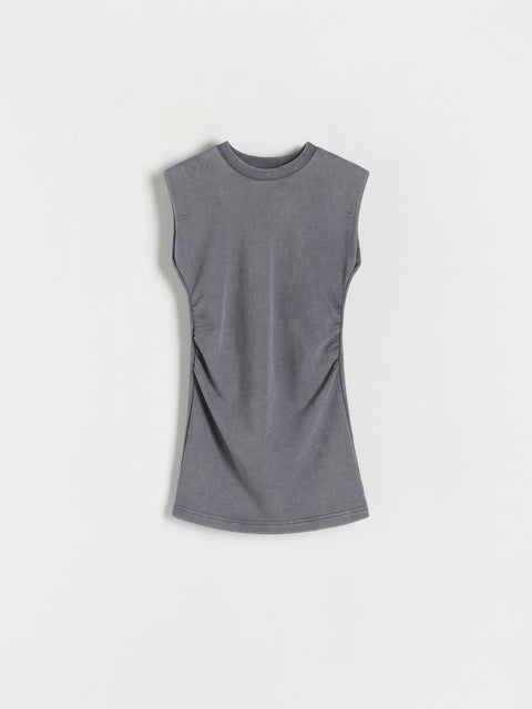 Reserved Girl's Dark Grey Dress With Gathers At The Waist | Reserved In Lebanon