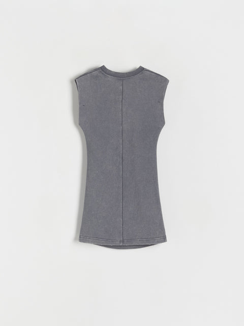 Reserved Girl's Dark Grey Dress With Gathers At The Waist | Reserved In Lebanon