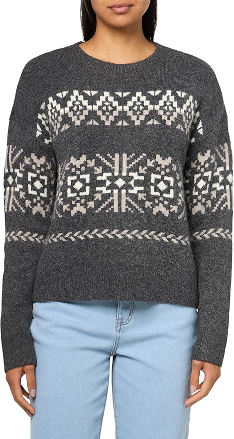 Lucky Brand Women's Grey Fair Isle Crew Neck Sweater | Lucky Brand In Lebanon