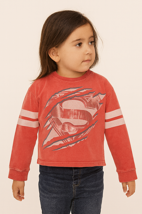 Cotton On Girl's Red License Cropped Long Sleeve Sweatshirt | Cotton On In Lebanon