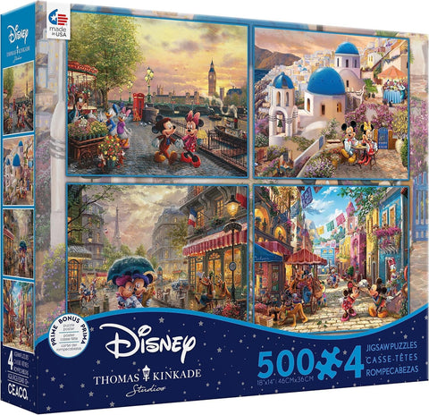 Ceaco 4 in 1 Multipack Thomas Kinkade Disney Mickey & Minnie 500 Piece Jigsaw Puzzles |Ceaco In Lebanon