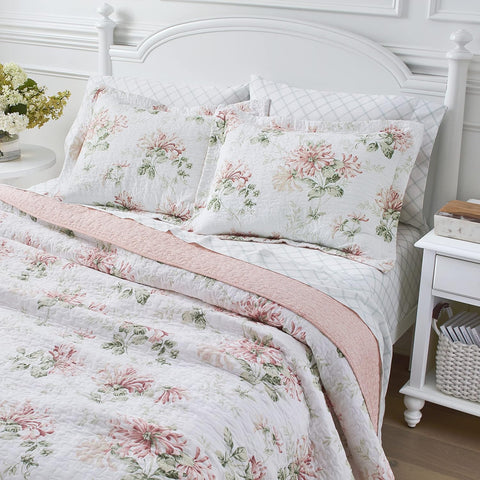 Laura Ashley Home Floral Full/Queen Quilt Set Cotton Reversible Bedding with Matching Sham|Laura Ashley In Lebanon