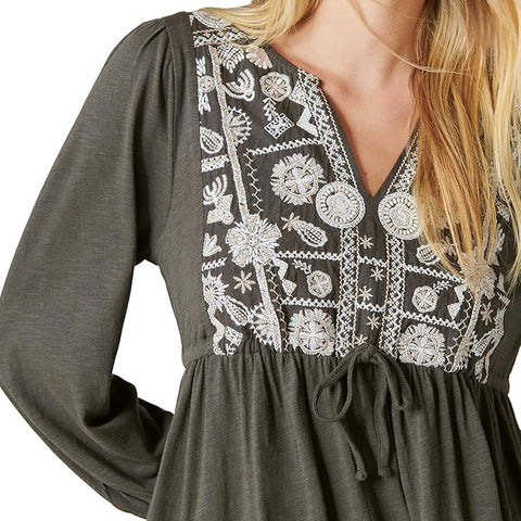 Lucky Brand Women's Dark Gray Long-Sleeve Blouse |Lucky Brand In Lebanon