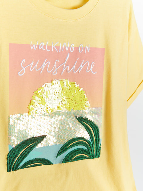 Reserved Girl's Yellow Printed Short-Sleeved T-Shirt | Reserved In Lebanon