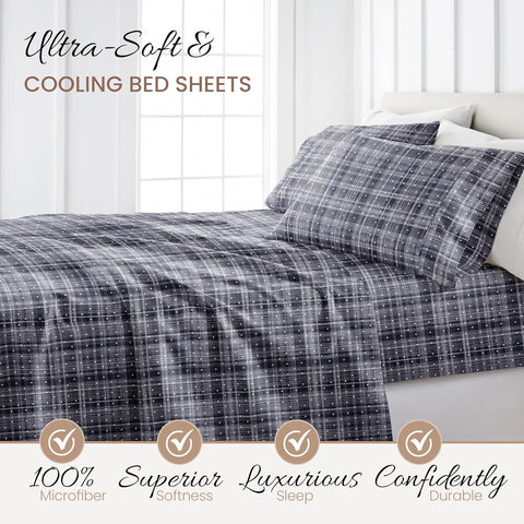 I Enjoy Home Polka Dot Navy 4-PC Patterned Ultra Soft King Bed Sheet Set | I Enjoy Home In Lebanon