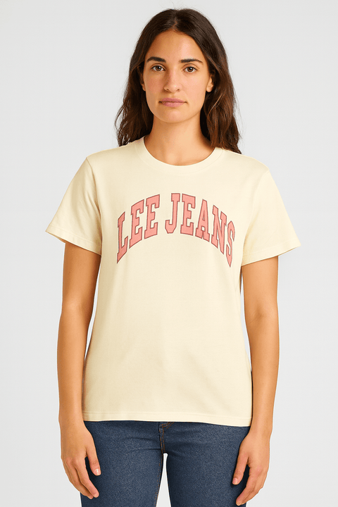 Lee Women's White Ecru Crew Neck Over Size T-Shirt | Lee In Lebanon