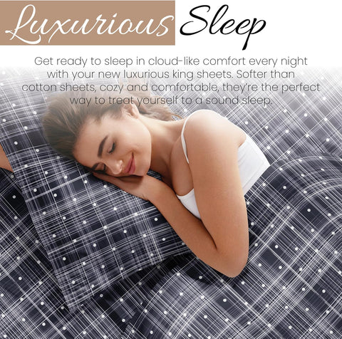 I Enjoy Home Polka Dot Navy 4-PC Patterned Ultra Soft King Bed Sheet Set | I Enjoy Home In Lebanon