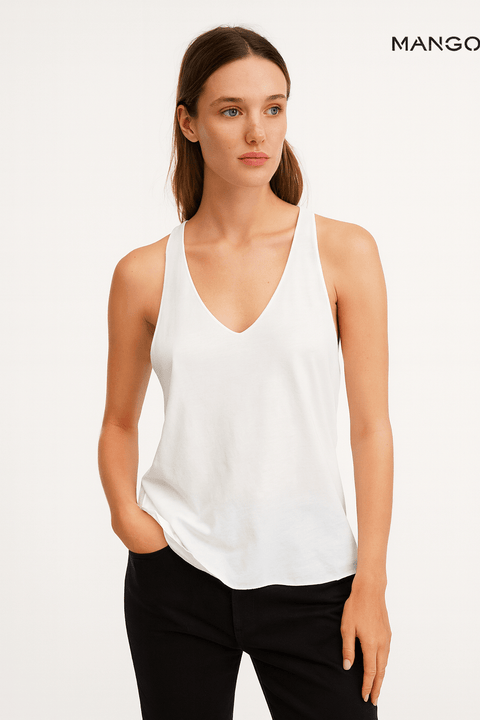 Mango Women's White Sleeveless Blouse| Mango in Lebanon